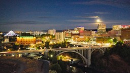 Night view of Spokane, Washington.