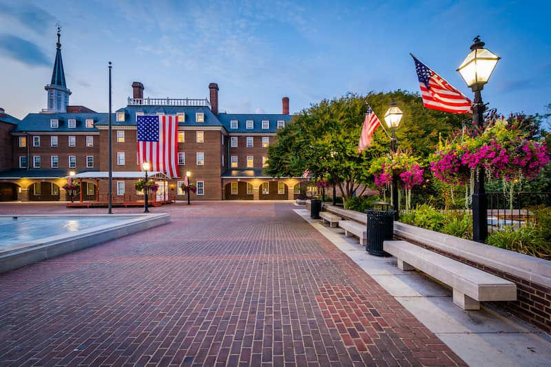 A market square in Old Town Alexandria, Virginia.