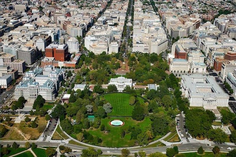Aerial view of Washington, District of Columbia.