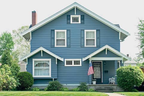 Blue House with Small Porch