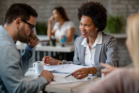 Woman financial advisor in a consultation with a client.