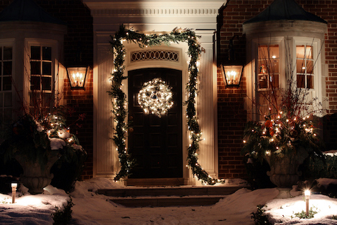 Front porch during the holiday season.