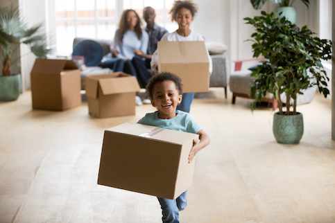 Family moving into new home.