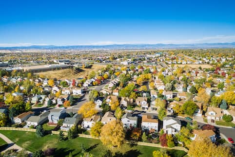 Overhead view of neighborhood.