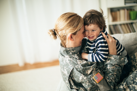 Veteran Mom Holding Son