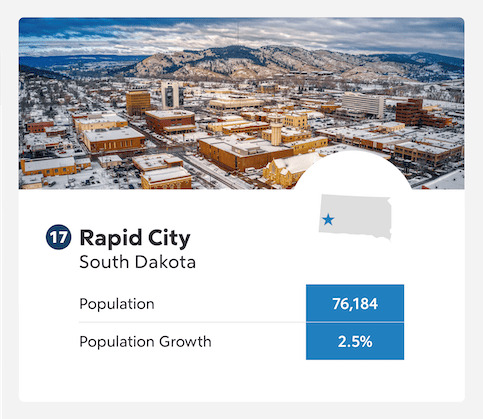 Rapid City, South Dakota population growth infographic.