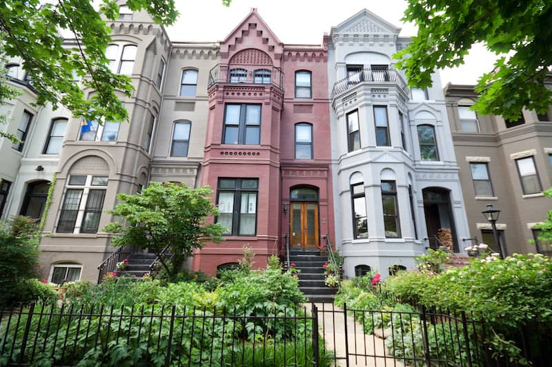 Italianate Style multistory row houses Washington DC.