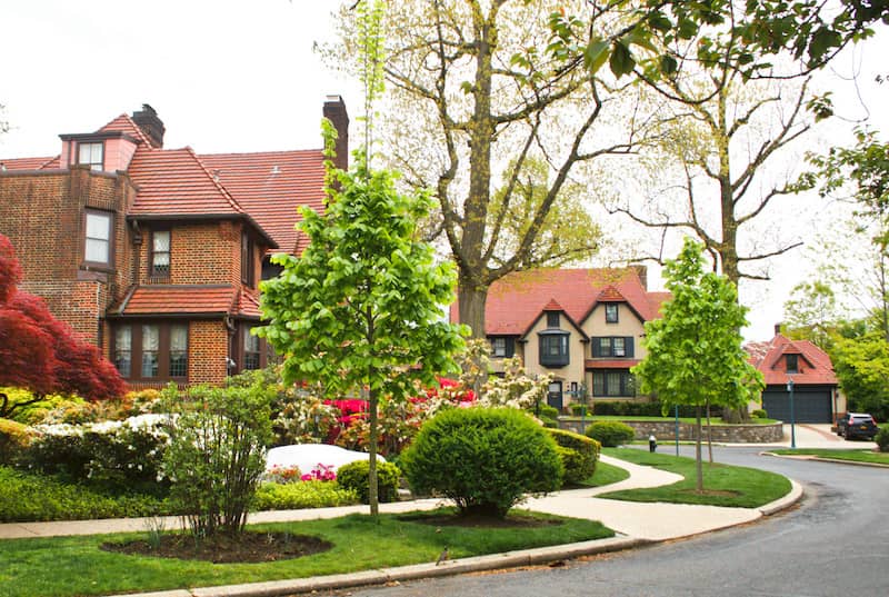 Tudor homes in Forest Hills neighborhood, Queens, New York.