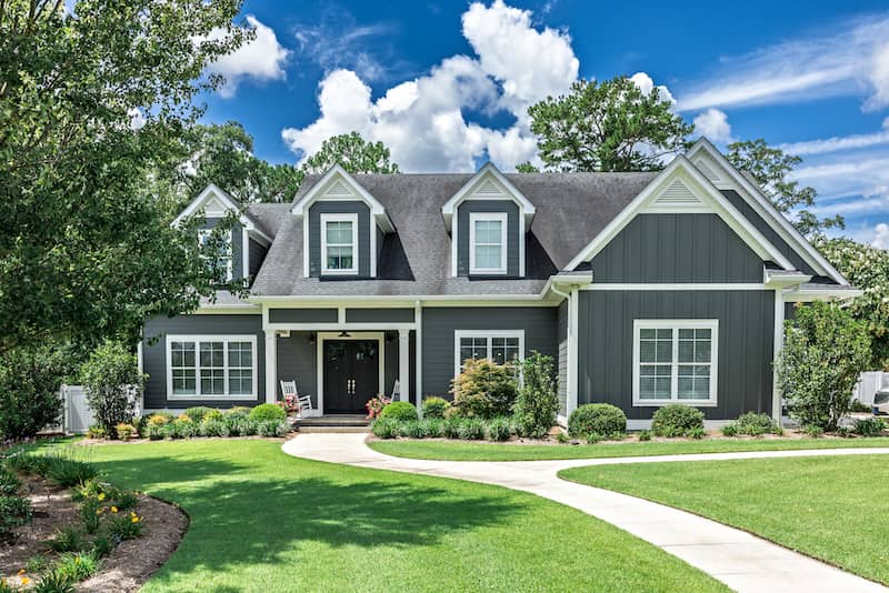 Large, American craftsman style home in the suburbs.