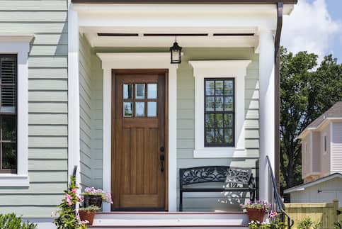 house with brown door