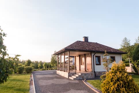 Cottage home in summer.