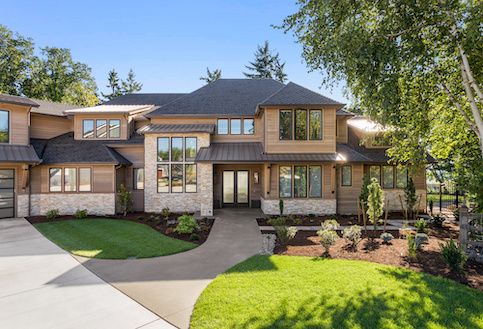 Exterior of front of suburban house.