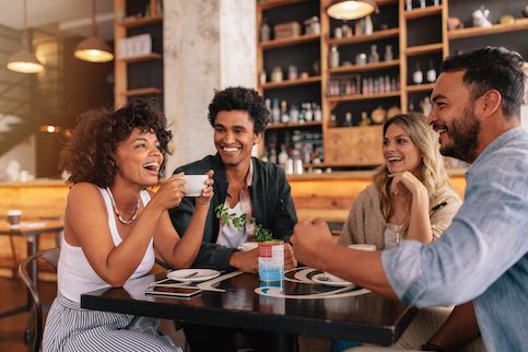 Group of friends at a coffee shop.