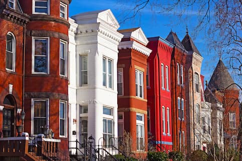 Row of Rental Town Homes In City 