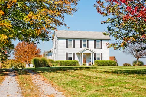 Rural house in fall.