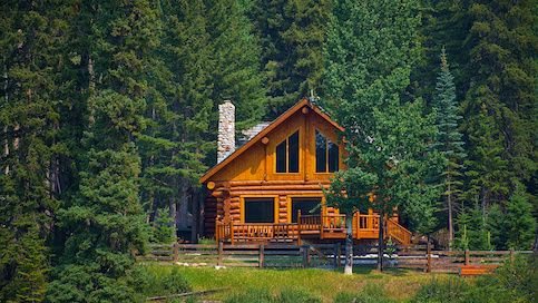 modern cabin in the woods of the Canadian Rockies