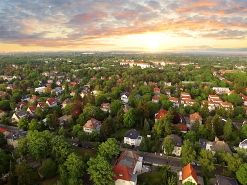 Suburban houses.