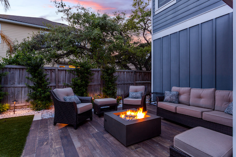 Updated patio and fire pit.