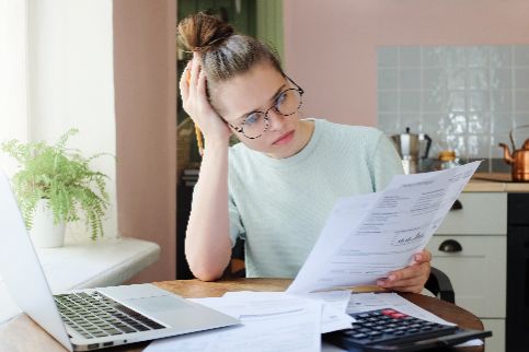 woman reviewing documents