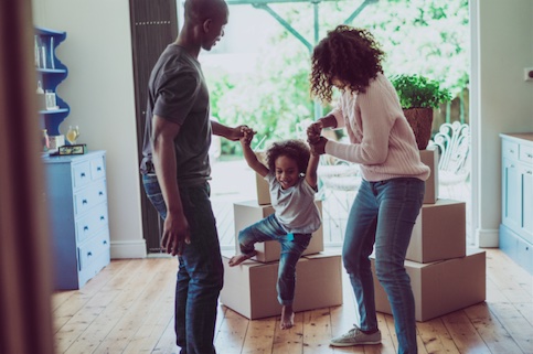 young family moving into new home