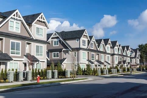 Row of condo buildings.