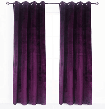 Purple blackout curtains.