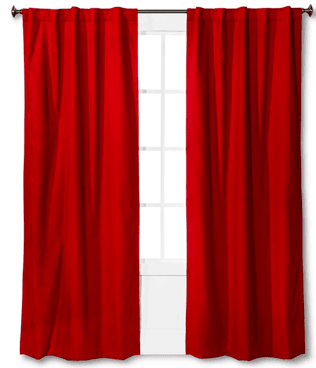 Red blackout curtains.
