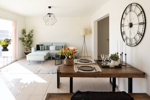 Modern Living Room With Designer Sofa And Coffee Table